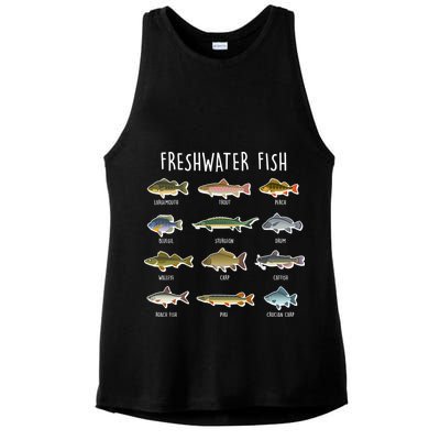 Freshwater Fish - 100 Different Types Ladies PosiCharge Tri-Blend Wicking Tank