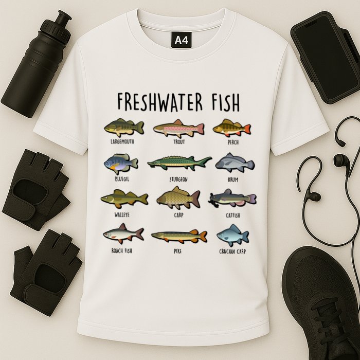 Freshwater Fish - 100 Different Types Performance Shirt