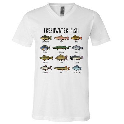 Freshwater Fish - 100 Different Types V-Neck T-Shirt