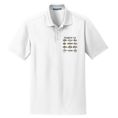 Freshwater Fish - 100 Different Types Dry Zone Grid Polo