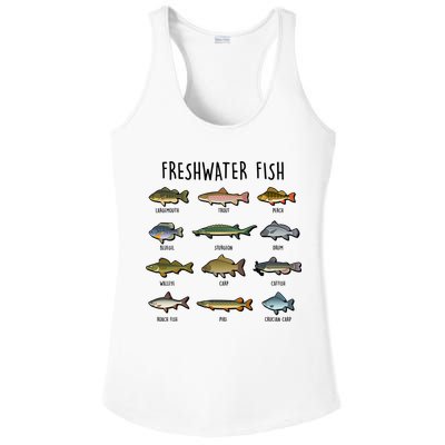 Freshwater Fish - 100 Different Types Ladies PosiCharge Competitor Racerback Tank