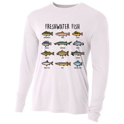 Freshwater Fish - 100 Different Types Cooling Performance Long Sleeve Crew