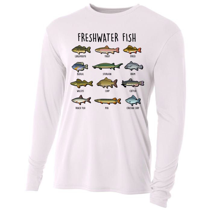 Freshwater Fish - 100 Different Types Cooling Performance Long Sleeve Crew