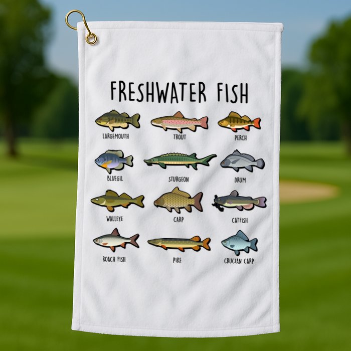 Freshwater Fish - 100 Different Types Golf Towel
