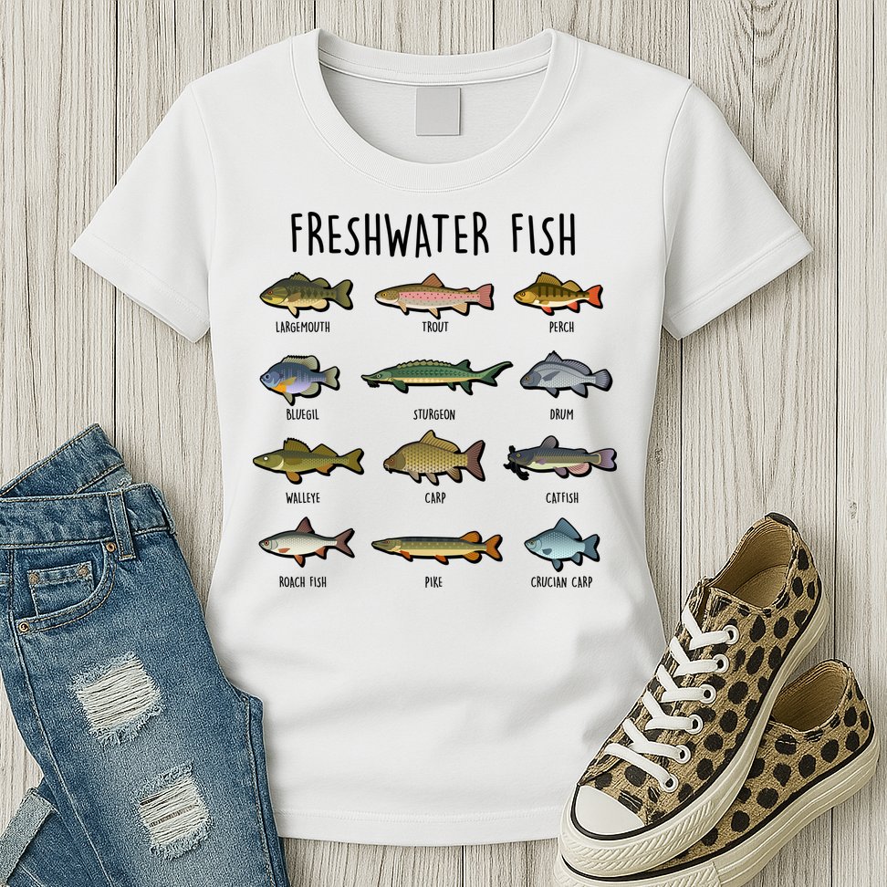 Freshwater Fish - 100 Different Types Womens T-Shirt