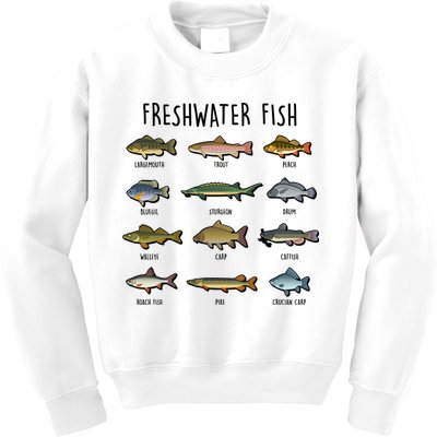 Freshwater Fish - 100 Different Types Kids Sweatshirt