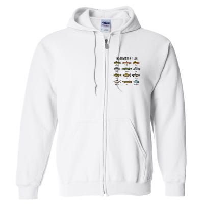 Freshwater Fish - 100 Different Types Full Zip Hoodie