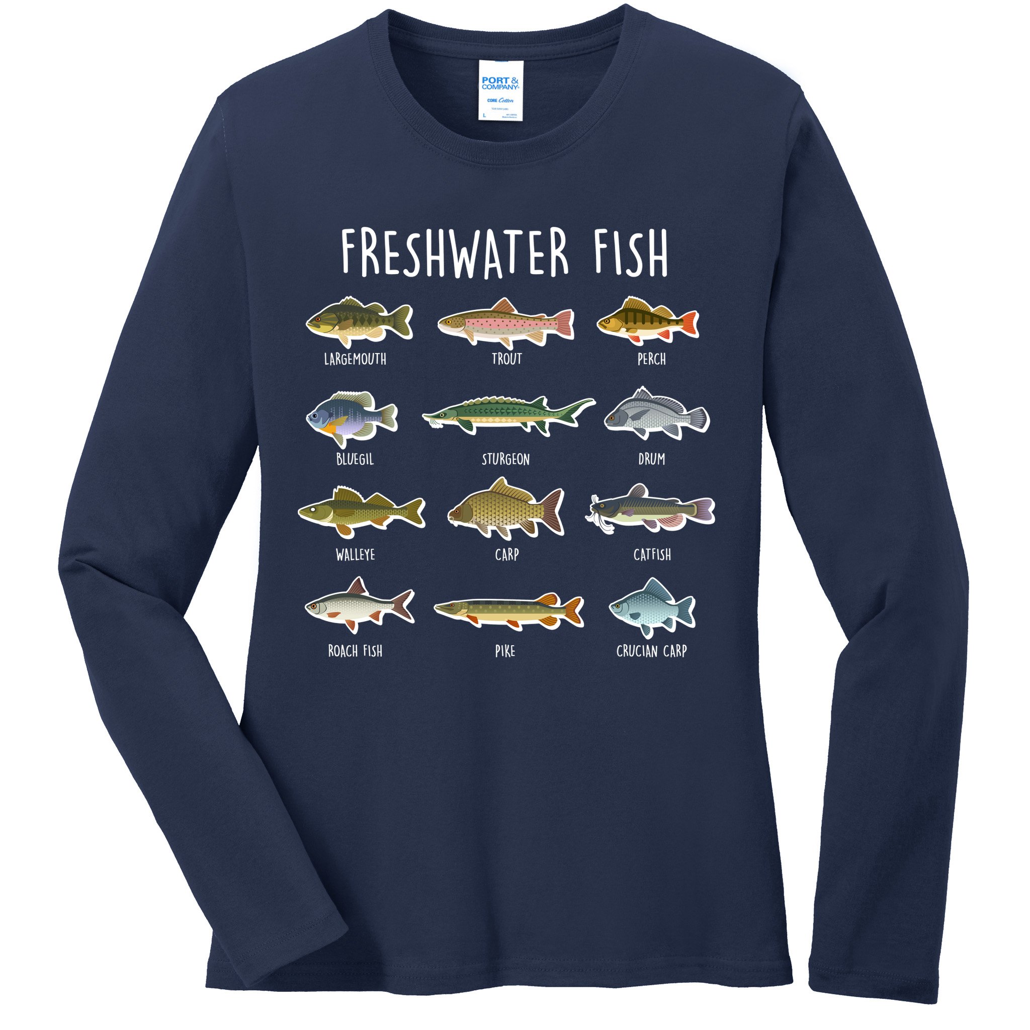Freshwater Fish Ladies Long Sleeve Shirt
