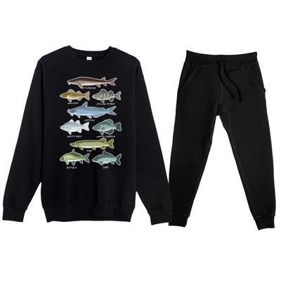 Freshwater Fish Types Fishing Premium Crewneck Sweatsuit Set