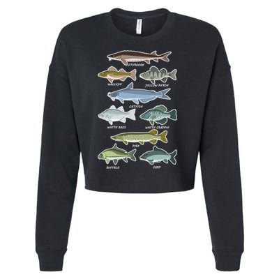 Freshwater Fish Types Fishing Cropped Pullover Crew