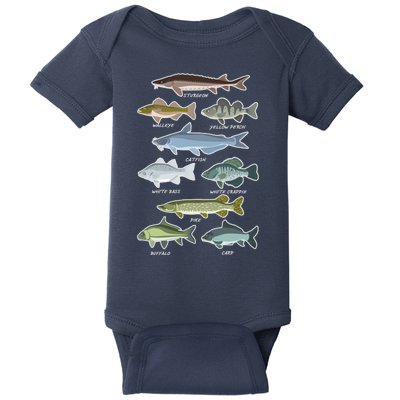 Freshwater Fish Types Fishing Baby Bodysuit