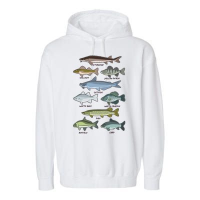 Freshwater Fish Types Fishing Garment-Dyed Fleece Hoodie