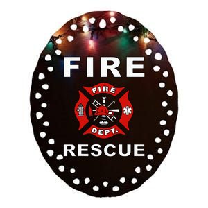 FIRE RESCUE FIRE FIGHTER FIREMAN Ceramic Oval Ornament