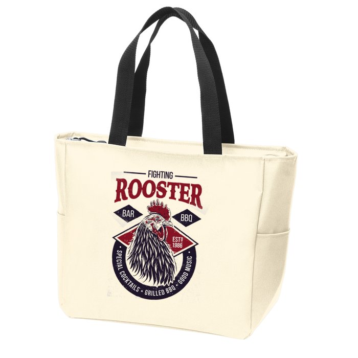 Fighting Rooster Zip Tote Bag