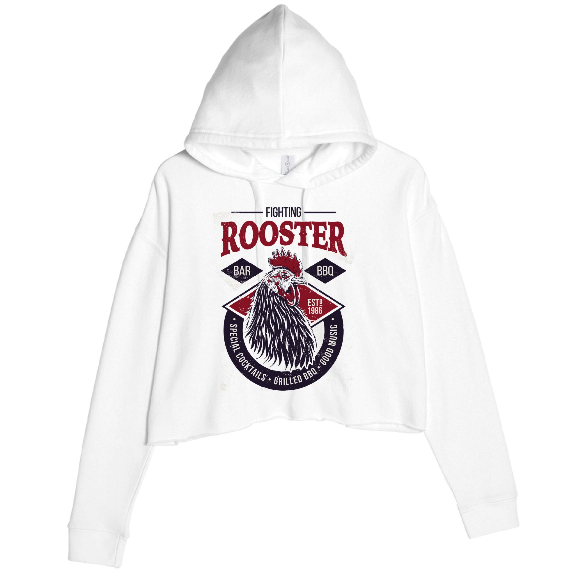 Fighting Rooster Crop Fleece Hoodie
