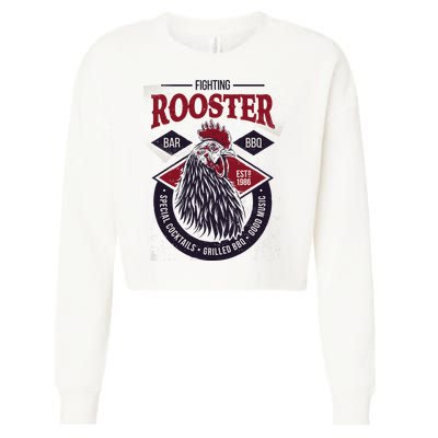 Fighting Rooster Cropped Pullover Crew