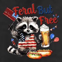 Funny Raccoon Feral But Free 4th Of July American Flag Cool Comfort Performance Bucket Hat