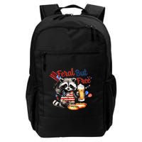 Funny Raccoon Feral But Free 4th Of July American Flag Backpack