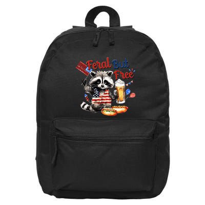 Funny Raccoon Feral But Free 4th Of July American Flag 16 in Basic Backpack