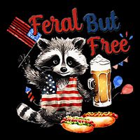 Funny Raccoon Feral But Free 4th Of July American Flag 16 in Basic Backpack