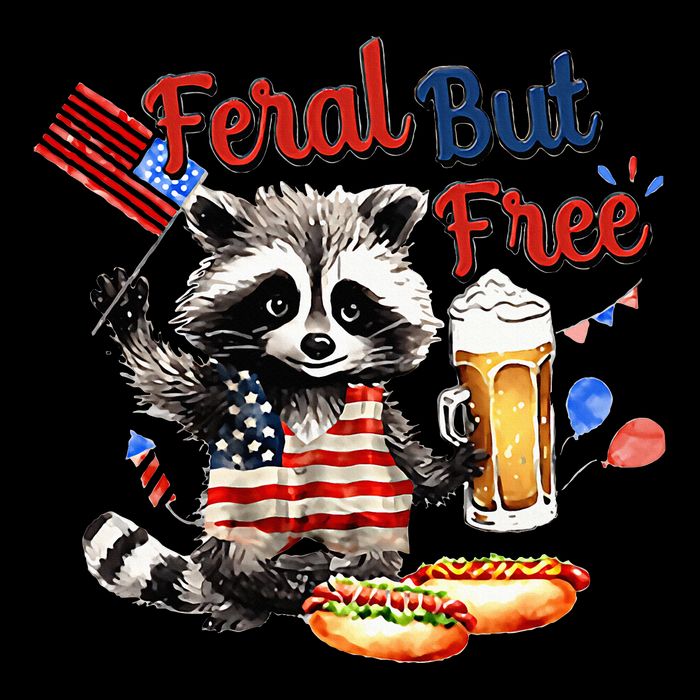 Funny Raccoon Feral But Free 4th Of July American Flag 16 in Basic Backpack