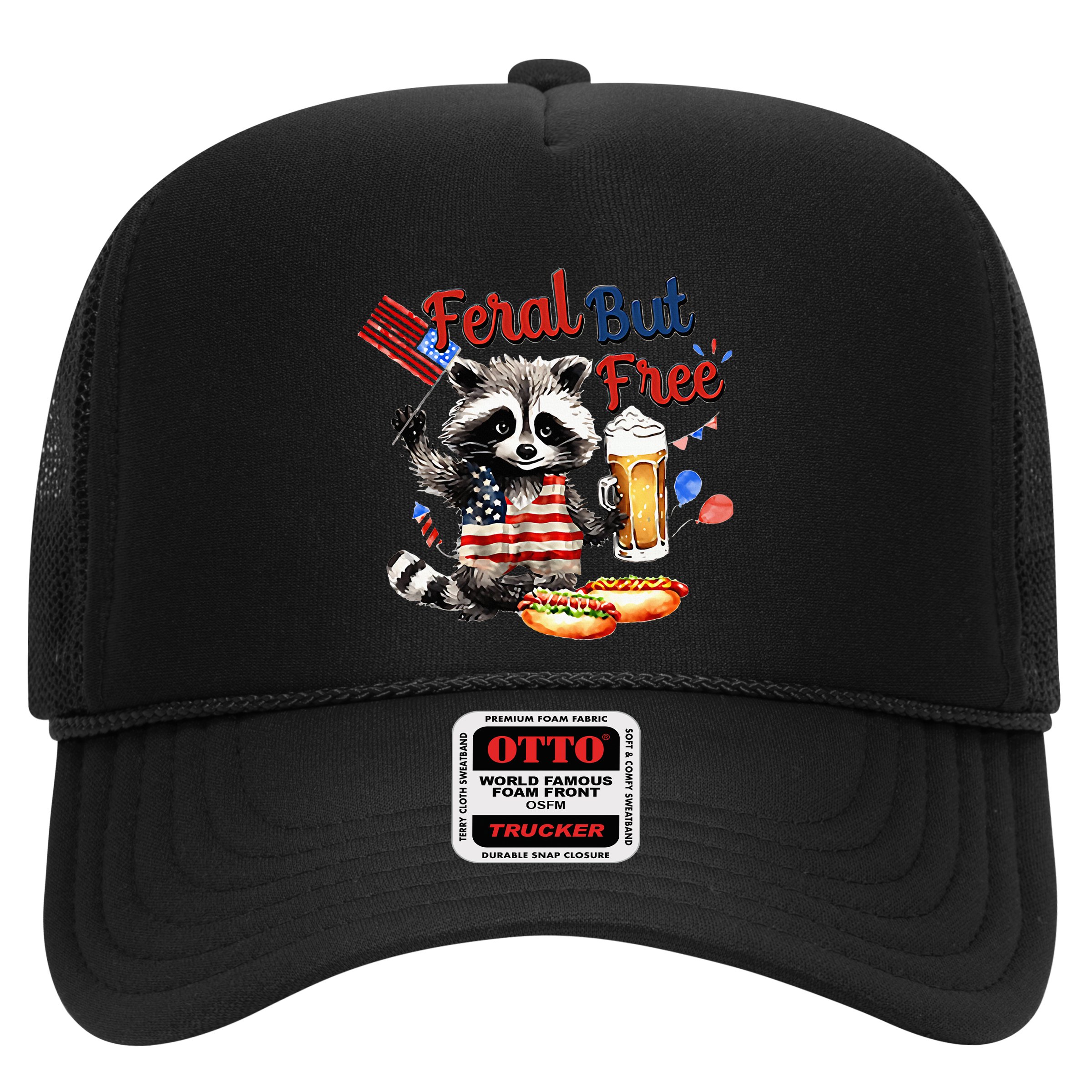 Funny Raccoon Feral But Free 4th Of July American Flag Hat