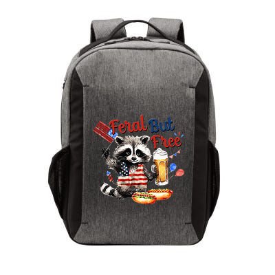 Funny Raccoon Feral But Free 4th Of July American Flag Vector Backpack