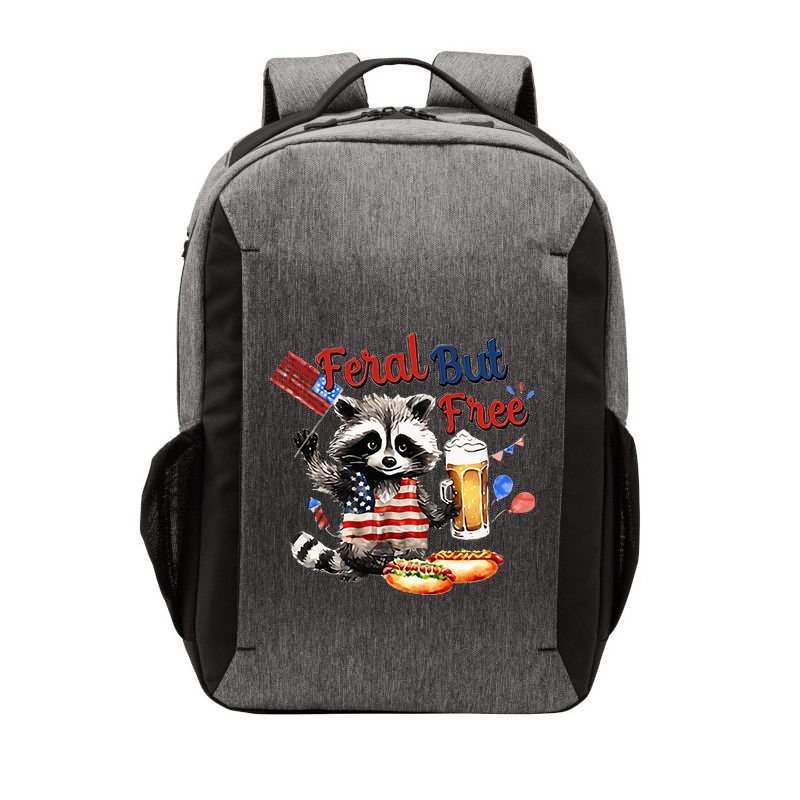 Funny Raccoon Feral But Free 4th Of July American Flag Vector Backpack