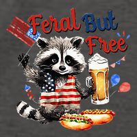 Funny Raccoon Feral But Free 4th Of July American Flag Vector Backpack