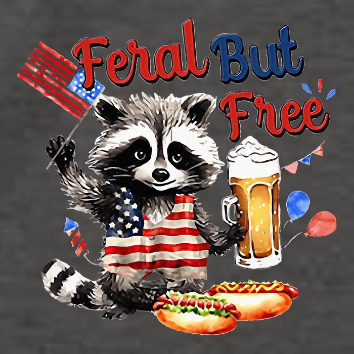 Funny Raccoon Feral But Free 4th Of July American Flag Vector Backpack