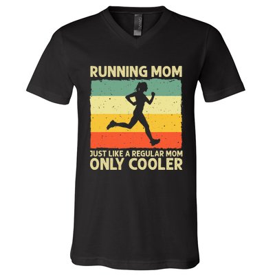 Funny Running For Mom Marathoner Runner Coach Racing V-Neck T-Shirt