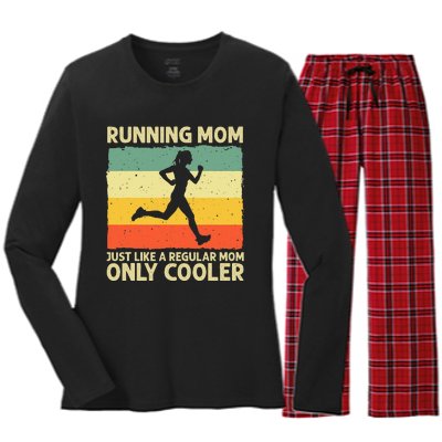 Funny Running For Mom Marathoner Runner Coach Racing Women's Long Sleeve Flannel Pajama Set 