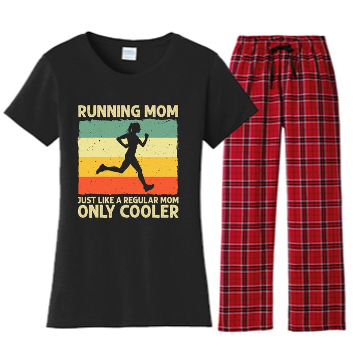 Funny Running For Mom Marathoner Runner Coach Racing Women's Flannel Pajama Set