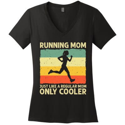 Funny Running For Mom Marathoner Runner Coach Racing Women's V-Neck T-Shirt