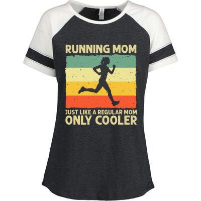 Funny Running For Mom Marathoner Runner Coach Racing Enza Ladies Jersey Colorblock Tee