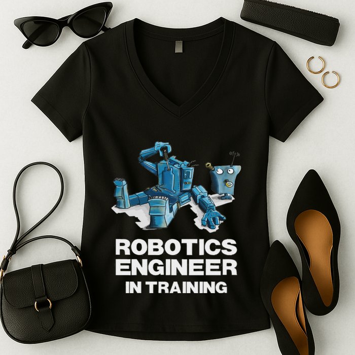 Funny Robot For Robotics Engineer In Training Women's V-Neck T-Shirt