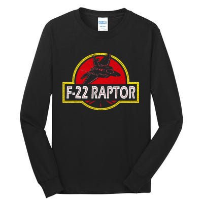 F22 Raptor Fighter Jet Pilot Airplane 4th Of July Vintage Tall Long Sleeve T-Shirt