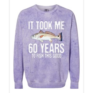 Funny Redfish Fishing 60th Birthday 60 Years To Fish Great Colorblast Crewneck Sweatshirt