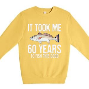 Funny Redfish Fishing 60th Birthday 60 Years To Fish Great Premium Crewneck Sweatshirt