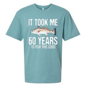 Funny Redfish Fishing 60th Birthday 60 Years To Fish Great Sueded Cloud Jersey T-Shirt