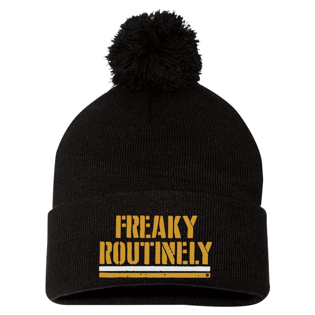 Freaky Routinely Pom Pom 12in Knit Beanie