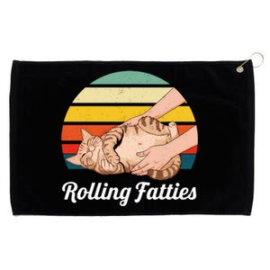 Funny Rolling Fatties Cat Lover Pet Owner Cat Gift Grommeted Golf Towel