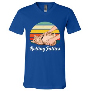 Funny Rolling Fatties Cat Lover Pet Owner Cat Gift V-Neck T-Shirt