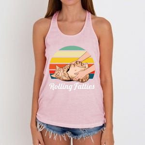 Funny Rolling Fatties Cat Lover Pet Owner Cat Gift Women's Knotted Racerback Tank