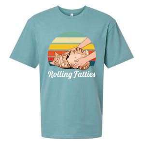 Funny Rolling Fatties Cat Lover Pet Owner Cat Gift Sueded Cloud Jersey T-Shirt