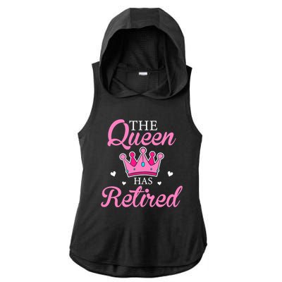 Funny Retirement Floral The Queen Has Retired Ladies PosiCharge Tri-Blend Wicking Draft Hoodie Tank