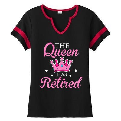 Funny Retirement Floral The Queen Has Retired Ladies Halftime Notch Neck Tee