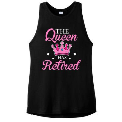 Funny Retirement Floral The Queen Has Retired Ladies PosiCharge Tri-Blend Wicking Tank