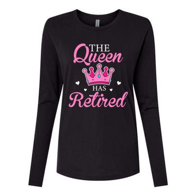 Funny Retirement Floral The Queen Has Retired Womens Cotton Relaxed Long Sleeve T-Shirt