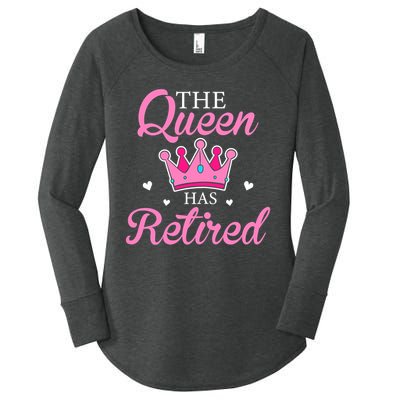 Funny Retirement Floral The Queen Has Retired Women's Perfect Tri Tunic Long Sleeve Shirt